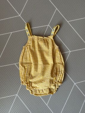 Zara yellow gingham romper for baby